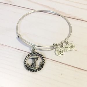 Alex and Ani Silver Anchor Charm Bangle